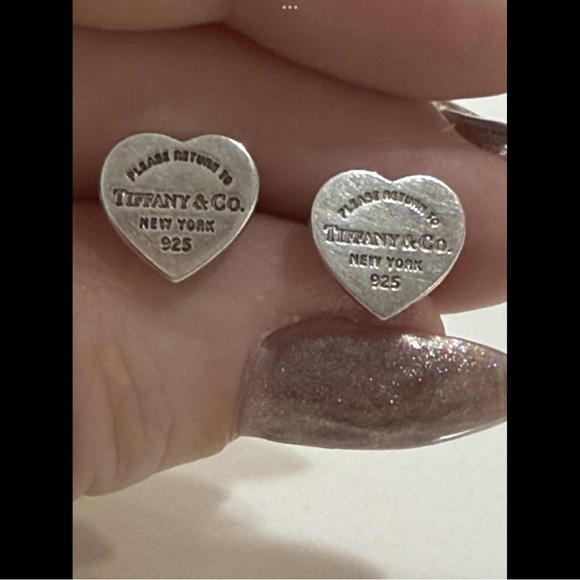 Tiffany & Co. Silver Heart Stud Earrings - Picture 1 of 6